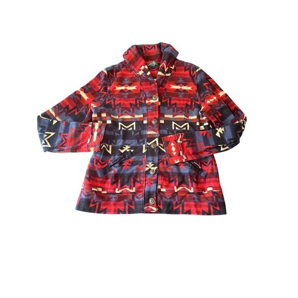 Lauren Ralph Lauren Sweaters - Lauren Ralph Lauren Aztec Southwestern Button-Up Jacket Sweater Red Blue Med